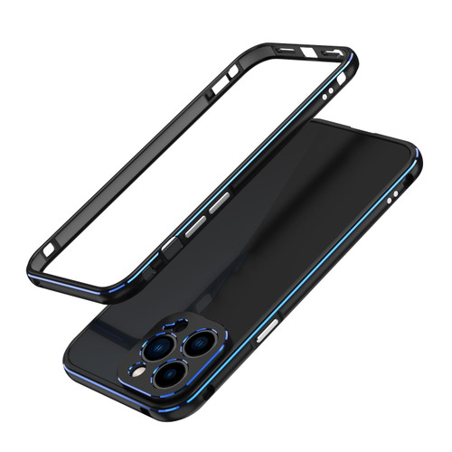 iPhone 13 Pro Max Aurora Series Lens Protector + Metal Frame Protective Case  - Black Blue