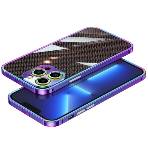 iPhone 13 Pro Max Carbon Brazed Stainless Steel Ultra Thin Protective Phone Case  - Colorful