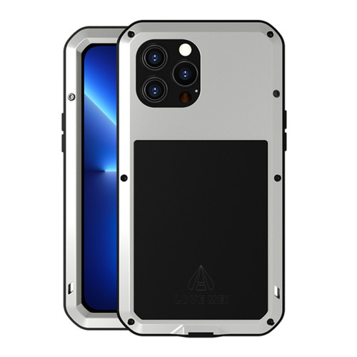 iPhone 13 Pro Max LOVE MEI Metal Shockproof Life Waterproof Dustproof Protective Phone Case  - Silver