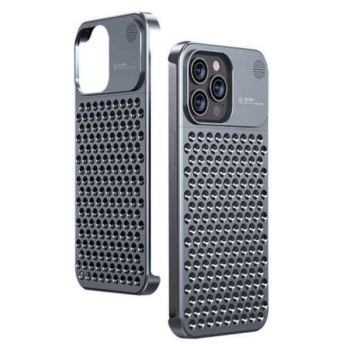 iPhone 13 Pro Max Aromatherapy Aluminum Alloy Cooling Phone Case - Grey