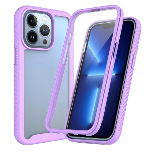 iPhone 13 Pro Starry Sky Solid Color Series Shockproof PC + TPU Case with PET Film  - Light Purple