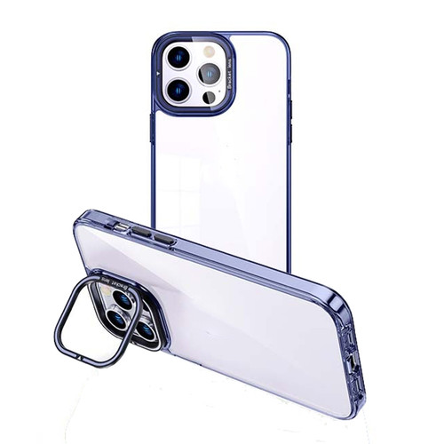 iPhone 13 Pro Invisible Camera Holder Transparent Phone Case - Blue