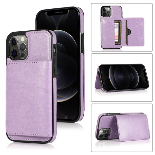 iPhone 13 Pro Shockproof PU + TPU Protective Case with Card Slots & Holder  - Purple
