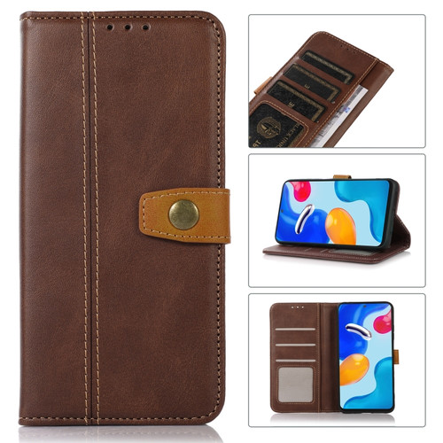 iPhone 13 Pro Stitching Thread Calf Texture Leather Phone Case  - Coffee