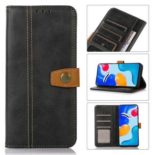 iPhone 13 Pro Stitching Thread Calf Texture Leather Phone Case  - Black