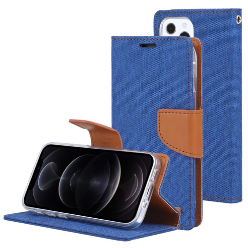 iPhone 13 Pro GOOSPERY CANVAS DIARY Canvas Texture Horizontal Flip PU Leather Case with Holder & Card Slots & Wallet  - Blue