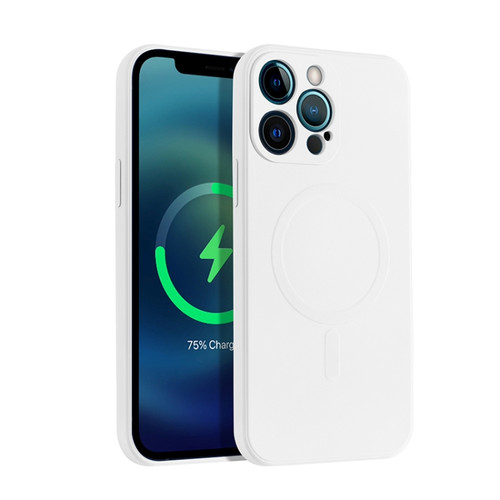 iPhone 13 Pro Liquid Silicone Full Coverage Shockproof Magsafe Case  - White