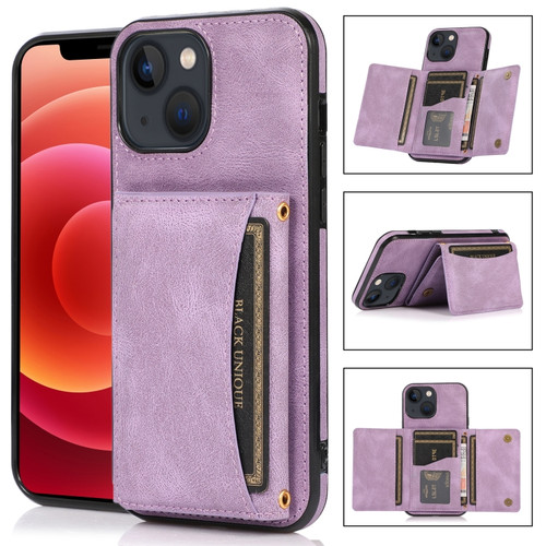 iPhone 13 Pro Three-fold Leather Phone Case with Card Slot & Wallet & Holder  - Purple