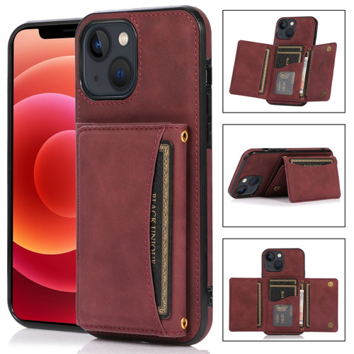 iPhone 13 Pro Three-fold Leather Phone Case with Card Slot & Wallet & Holder  - Wine Red