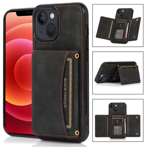 iPhone 13 Pro Three-fold Leather Phone Case with Card Slot & Wallet & Holder  - Black
