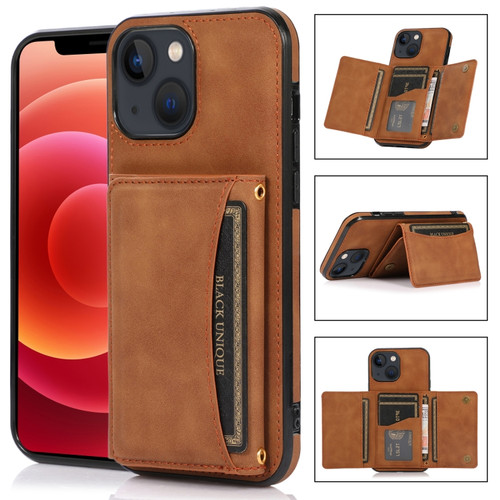 iPhone 13 Pro Three-fold Leather Phone Case with Card Slot & Wallet & Holder  - Brown