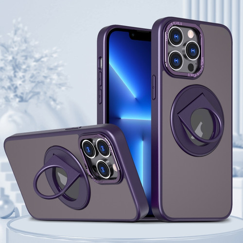 iPhone 13 Pro Rotating Ring Magnetic Holder Phone Case - Purple