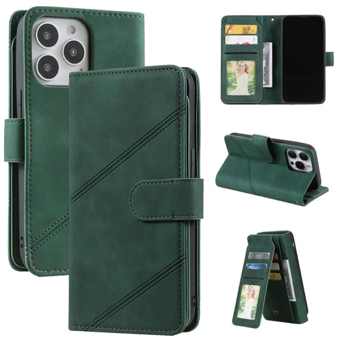 iPhone 13 Pro Skin Feel Horizontal Flip Leather Phone Case  - Green