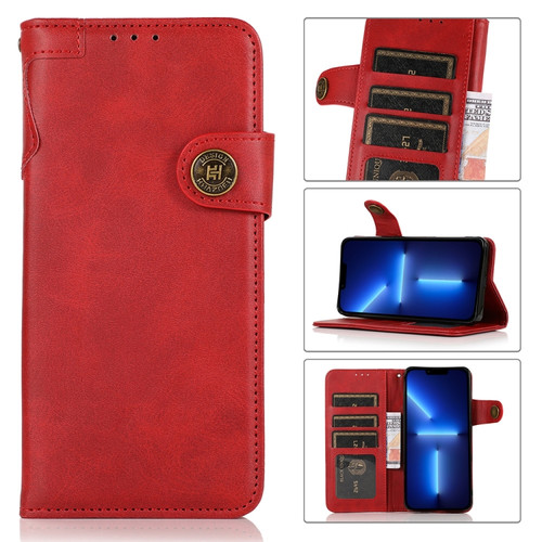 iPhone 13 Pro KHAZNEH Dual-Splicing Cowhide Texture Horizontal Flip Leather Case with Holder & Card Slots & Wallet & Lanyard  - Red