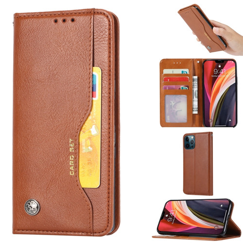 iPhone 13 Pro Knead Skin Texture Horizontal Flip Leather Case with Photo Frame & Holder & Card Slots & Wallet  - Brown