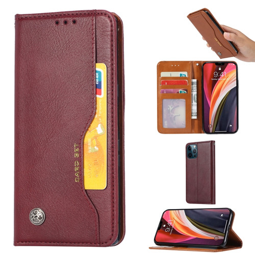 iPhone 13 Pro Knead Skin Texture Horizontal Flip Leather Case with Photo Frame & Holder & Card Slots & Wallet  - Wine Red