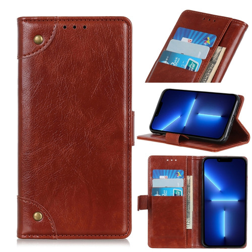 iPhone 13 Pro Copper Buckle Nappa Texture Horizontal Flip Leather Case with Holder & Card Slots & Wallet  - Brown