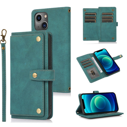 iPhone 13 Pro PU + TPU Horizontal Flip Leather Case with Holder & Card Slot & Wallet & Lanyard  - Lake Blue