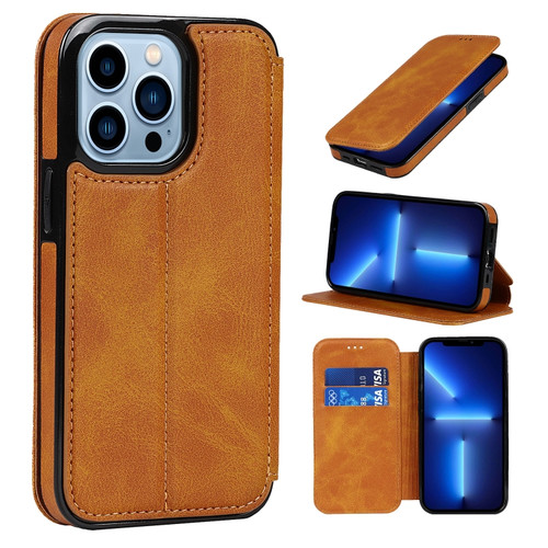 iPhone 13 Pro Knight Magnetic Suction Leather Phone Case  - Khaki