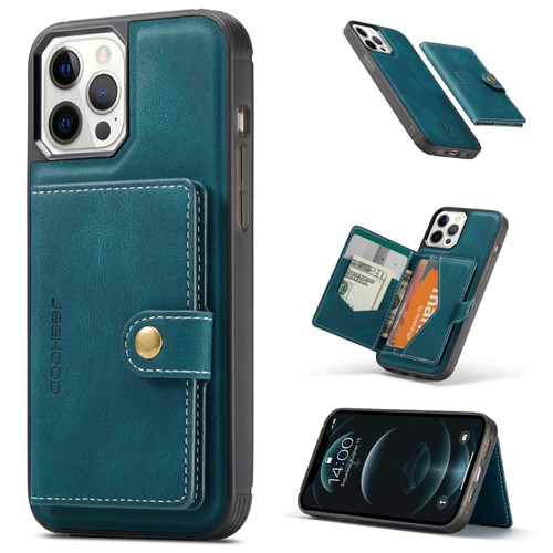 iPhone 13 Pro JEEHOOD Retro Magnetic Detachable Protective Case with Wallet & Card Slot & Holder  - Blue