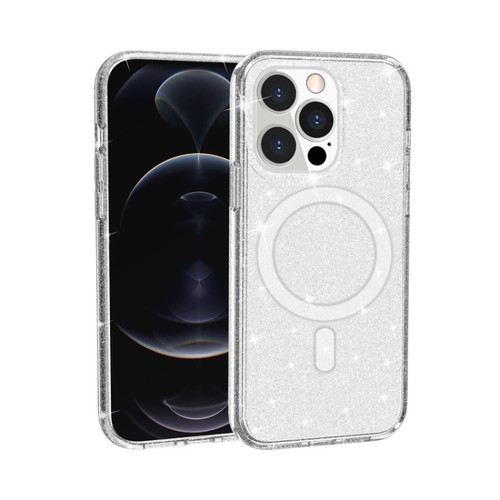 iPhone 13 Pro Terminator Style Glitter Powder MagSafe Magnetic Phone Case  - White