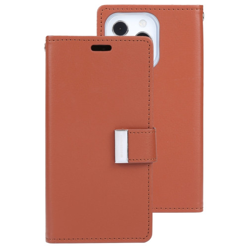 iPhone 13 Pro GOOSPERY RICH DIARY Crazy Horse Texture Horizontal Flip Leather Case with Holder & Card Slots & Wallet  - Brown