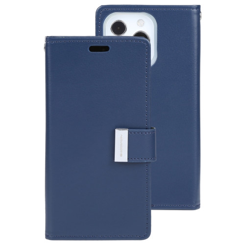 iPhone 13 Pro GOOSPERY RICH DIARY Crazy Horse Texture Horizontal Flip Leather Case with Holder & Card Slots & Wallet  - Blue