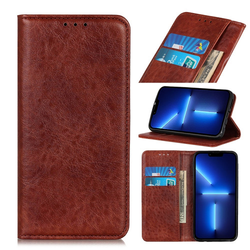 iPhone 13 Pro Magnetic Crazy Horse Texture Horizontal Flip Leather Case with Holder & Card Slots & Wallet  - Brown