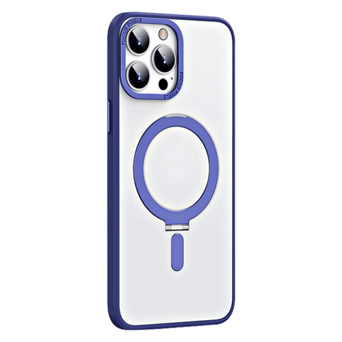 iPhone 13 Pro Skin Feel MagSafe Shockproof Phone Case with Holder - Dark Blue