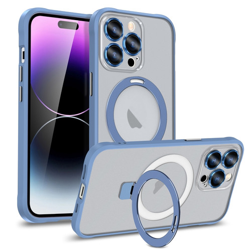 iPhone 13 Pro Metal Eyes Series MagSafe Magnetic Holder Phone Case - Blue