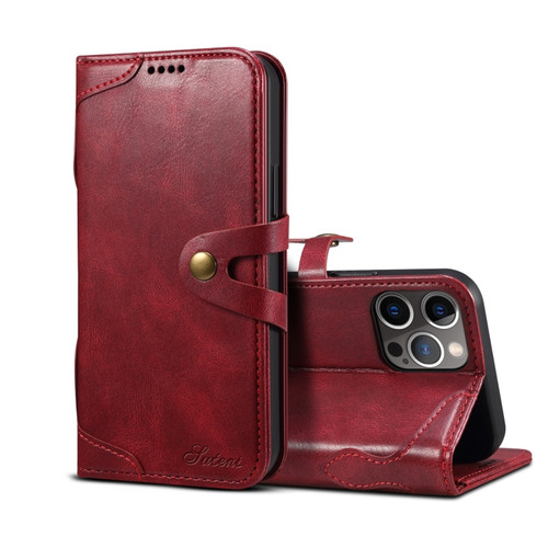 iPhone 13 Pro Calf Texture Buckle Horizontal Flip Leather Case with Holder & Card Slots & Wallet  - Red