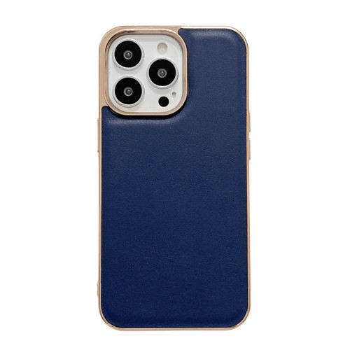 iPhone 13 Pro Genuine Leather Xiaoya Series Nano Electroplating Phone Case  - Blue