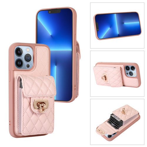 iPhone 13 Pro Card Slot Leather Phone Case - Pink