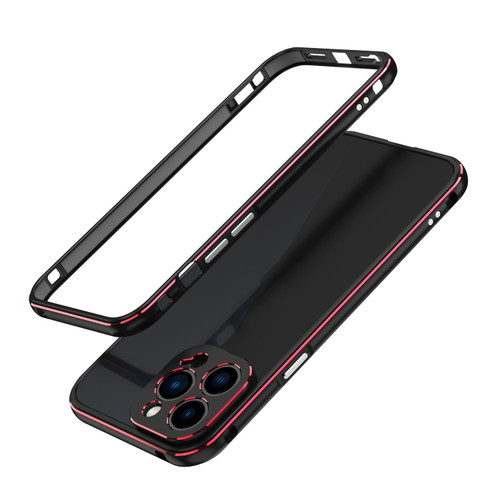 iPhone 13 Pro Aurora Series Lens Protector + Metal Frame Protective Case  - Black Red