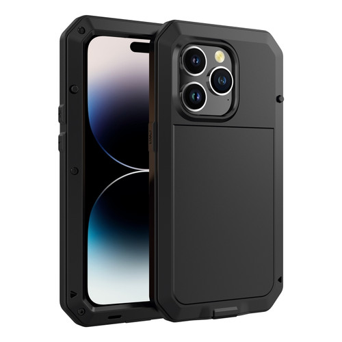 iPhone 13 Pro Shockproof Waterproof Silicone + Zinc Alloy Case iPhone 14 Pro - Black