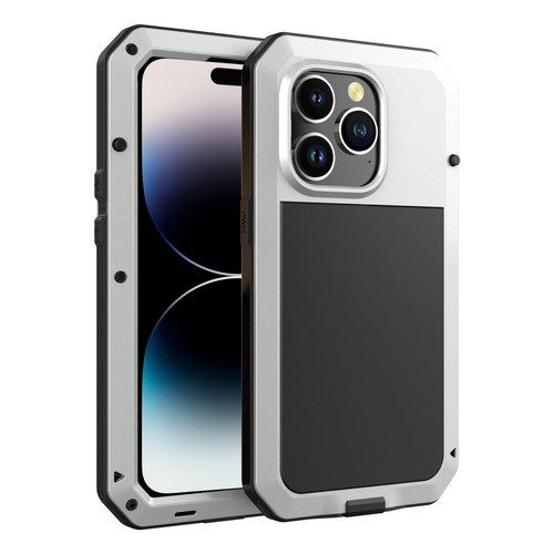 iPhone 13 Pro Shockproof Waterproof Silicone + Zinc Alloy Case iPhone 14 Pro - Silver