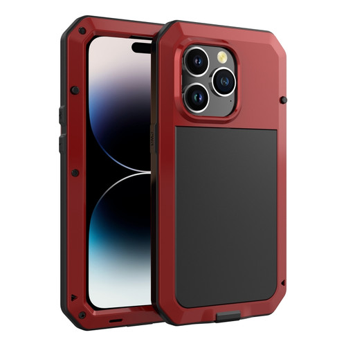 iPhone 13 Pro Shockproof Waterproof Silicone + Zinc Alloy Case iPhone 14 Pro - Red