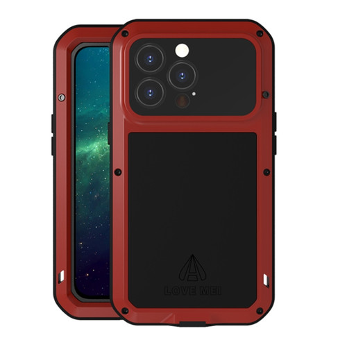 iPhone 13 Pro LOVE MEI Metal Shockproof Life Waterproof Dustproof Protective Phone Case  - Red