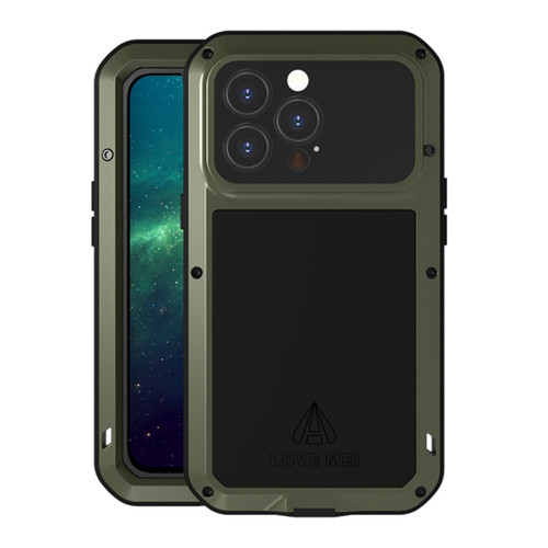 iPhone 13 Pro LOVE MEI Metal Shockproof Life Waterproof Dustproof Protective Phone Case  - Army Green