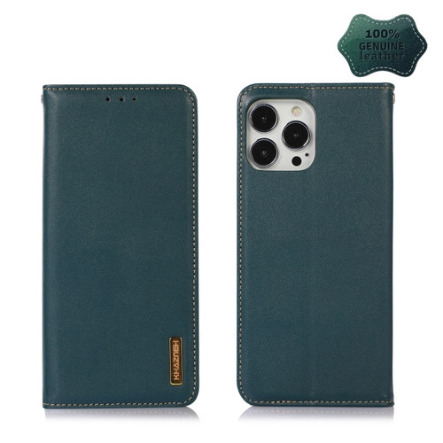 iPhone 13 Pro KHAZNEH Nappa Top Layer Cowhide Leather Phone Case  - Green