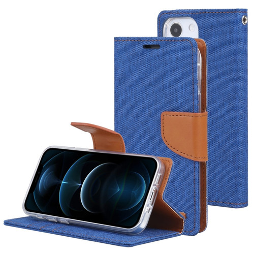 iPhone 13 GOOSPERY CANVAS DIARY Canvas Texture Horizontal Flip PU Leather Case with Holder & Card Slots & Wallet - Blue