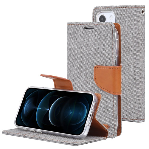 iPhone 13 GOOSPERY CANVAS DIARY Canvas Texture Horizontal Flip PU Leather Case with Holder & Card Slots & Wallet - Grey