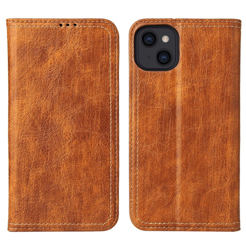 iPhone 13 Fierre Shann Retro Tree Bark Texture PU Magnetic Horizontal Flip Leather Case with Holder & Card Slots & Wallet - Brown