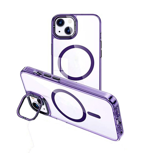 iPhone 13 MagSafe Magnetic Invisible Holder Transparent Phone Case - Purple