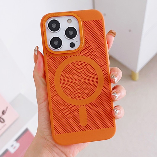 iPhone 13 Grid Cooling MagSafe Magnetic Phone Case - Orange Yellow