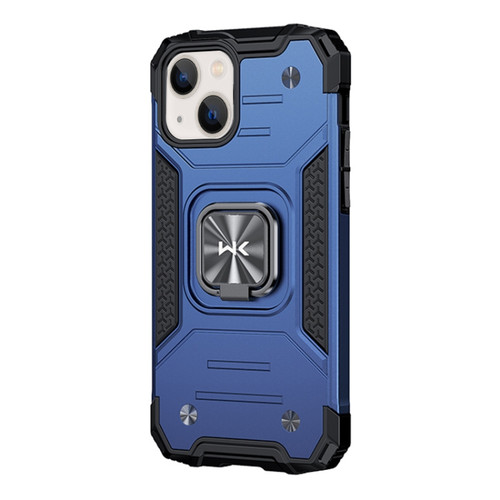 iPhone 13 WK WTP-012 Military Series Shockproof PC + TPU + Metal Phone Case with Ring Holder - Blue