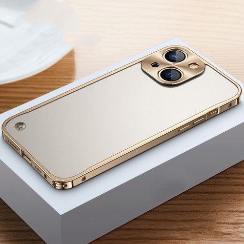 iPhone 13 Metal Frame Frosted Case - Gold