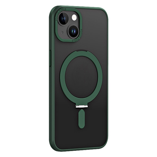 iPhone 13 Skin Feel MagSafe Shockproof Phone Case with Holder - Dark Green