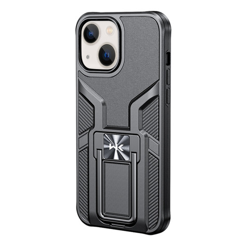 iPhone 13 WK WTP-013 Shockproof PC + TPU Phone Case with Metal Holder - Black