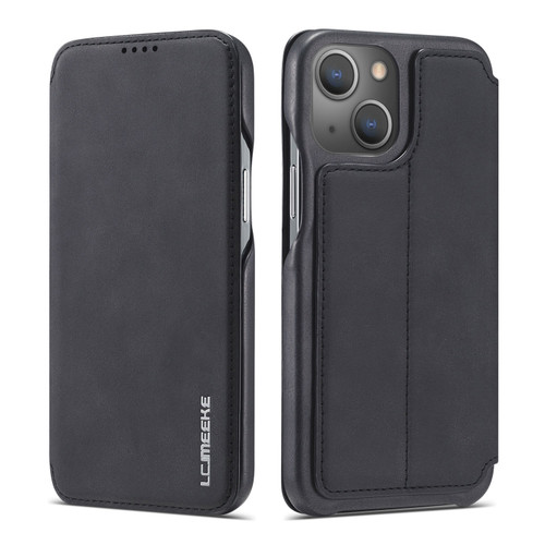 iPhone 13 LC.IMEEKE Hon Ancient Series Horizontal Flip Leather Case with Holder & Card Slot - Black